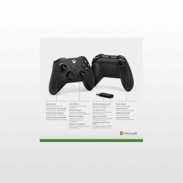 دسته ایکس باکس به همراه آدابتور بلوتوث Wireless Controller+Adapter for Windows-Carbon Black