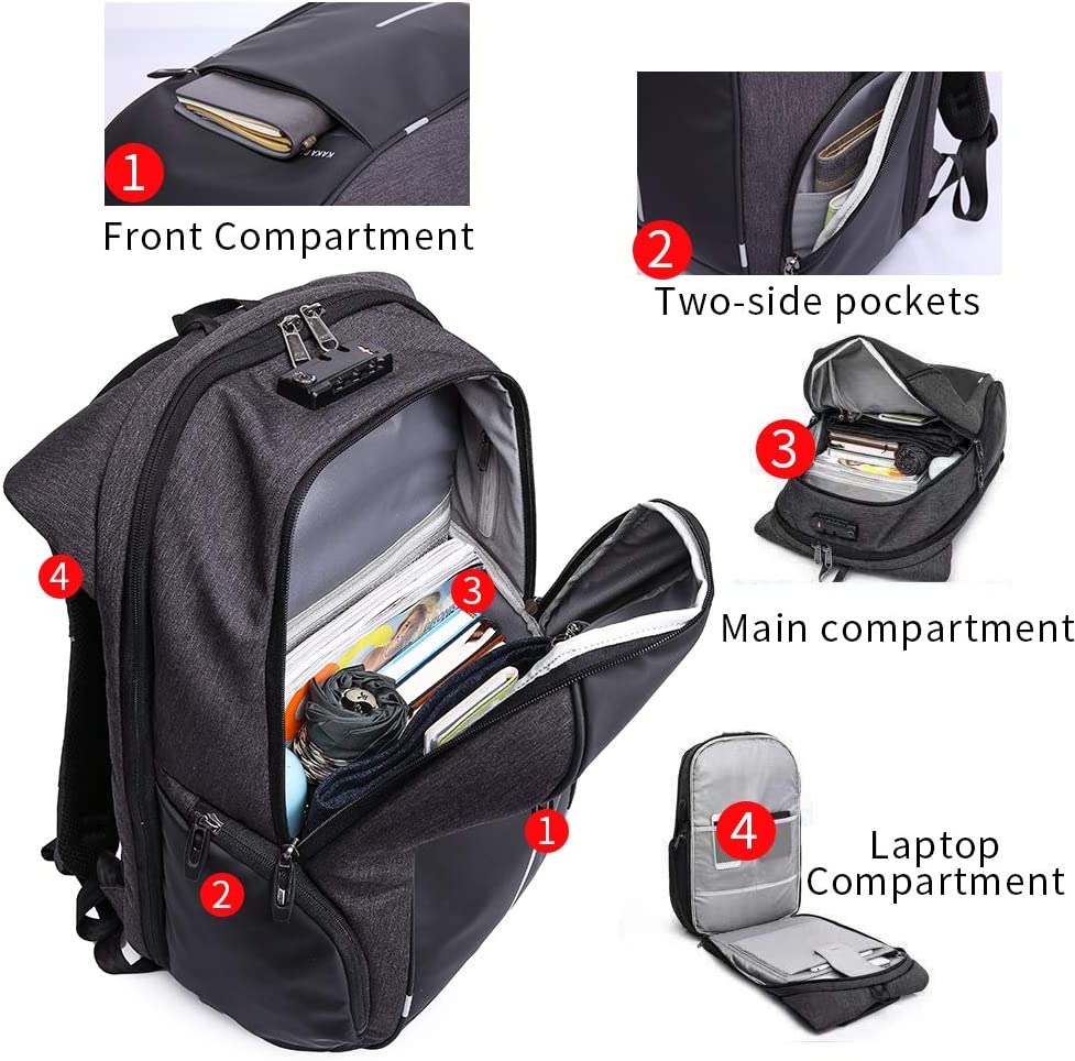 Cassandane Notebook,Laptop,Business,Mochila, Bookbag,Tablet,TSA,AntiTheft,Travel, USB Port,Backpack 