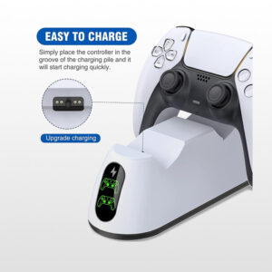 پایه شارژر دوگانه کنترلر پلی استیشن 5 به همراه آدابتور برق Dobe Charging Dock with Adapter for PS5