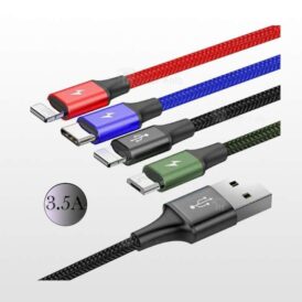 کابل تبدیل USB به USB-C/ MicroUSB/لایتینگ باسئوس Baseus CA1T4-A01 (4 کاره)