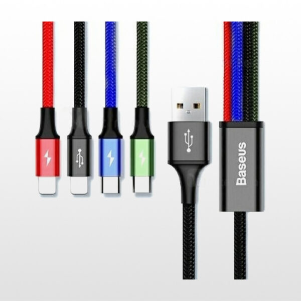 کابل تبدیل USB به USB-C/ MicroUSB/لایتینگ باسئوس Baseus CA1T4-A01 (4 کاره)