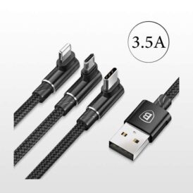 کابل تبدیل USB به USB-C/ MicroUSB/لایتینگ باسئوس Baseus MVP 3 in 1 Cable CAMLT-WZ01