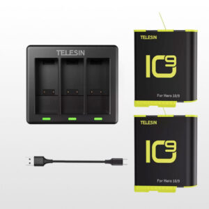 شارژر باتری 3 کاناله تلسین مخصوص گوپرو 9 و 10 (TELESIN Charger With Battery Used For GoPro 10 / GoPro 9)